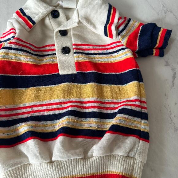 Bull Frog Knits striped sweater boys 3T  70s 80s Collared yellow blue red multi - Picture 4 of 7